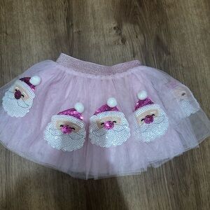 Mud Pie Pink Tulle Skirt with Festive Design